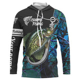 Maxcorners Custom Name Crappie Fishing Fish Hook Teal Blue Camo Long Sleeve Fishing 3D Shirts