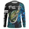 Maxcorners Custom Teal Blue Camo Long Sleeve Fishing 3D Shirts