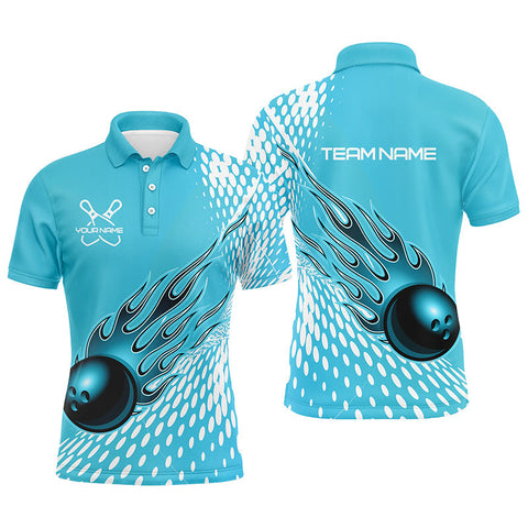 Max Corner Personalized Cyan Flame Bowling Ball  Art Name And Team Shirt