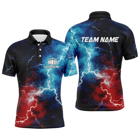 Max Corner Red, White And Blue Art Thunder Lightning Bowling jerseys Custom Name And Team Shirt