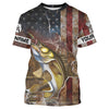 Maxcorners Personalized American Flag Walleye Fishing Shirts