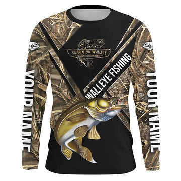 Maxcorners Walleye Fishing Camo Customize Name All Over Print Shirts