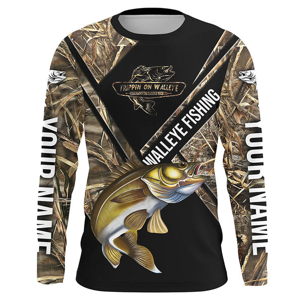Maxcorners Walleye Fishing Camo Customize Name All Over Print Shirts