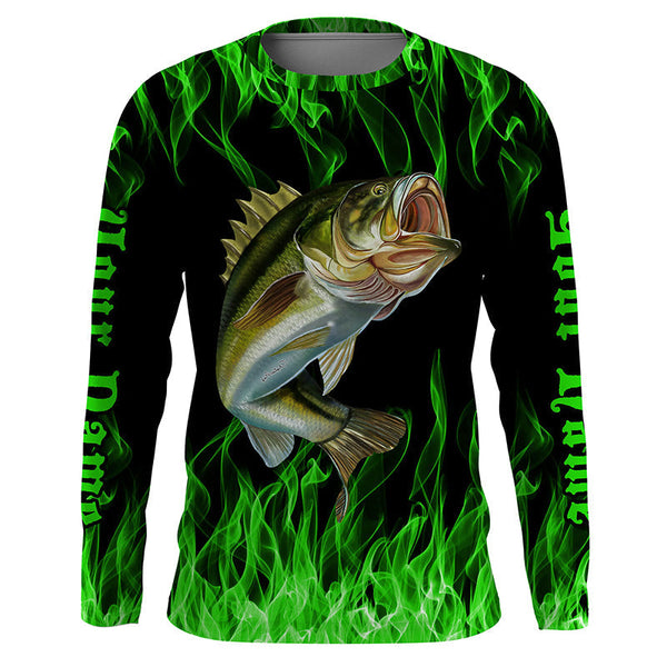 Maxcorners Custom Bass Fishing Jerseys Bass Long Sleeve Fishing Shirts