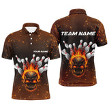 Max Corner Flame Skull Pin Fire Pattern Bowling Custom Name and Team Shirt
