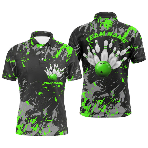Max Corner Black And Green Camo Bowling Smoke Pattern Bowling jerseys Custom Name And Team Shirt