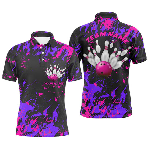 Max Corner Purple And Pink Camo Flame Pattern Bowling Jerseys Custom Name And Team Shirt