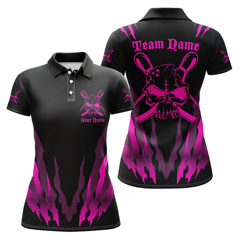 Maxcorners Purple Skull Bowling Personalized All Over Printed Shirt For Women