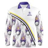 Max Corner Golf balls purple flame pattern Mens Golf polo shirts custom name golf clothes for men golfing