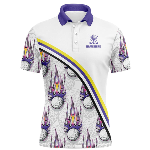 Max Corner Golf balls purple flame pattern Mens Golf polo shirts custom name golf clothes for men golfing