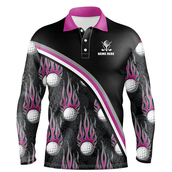 Max Corner Golf balls pink flame pattern Mens Golf polo shirts custom name golf clothes for men golfing