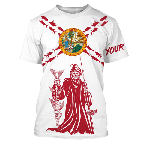 Fishing Fish Reaper Florida Flag Fishing Shirts Custom Name 3D Shirts