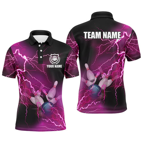 Max Corner Pink lightning thunder Bowling Custom Name And Team Shirt