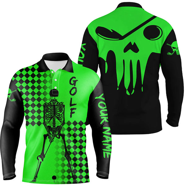 Max Corner Mens golf polo shirt black and green golf skull custom men golf shirts