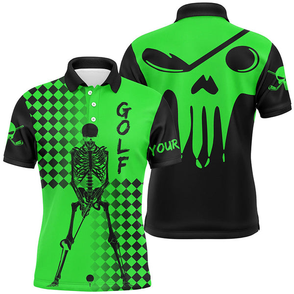 Max Corner Mens golf polo shirt black and green golf skull custom men golf shirts