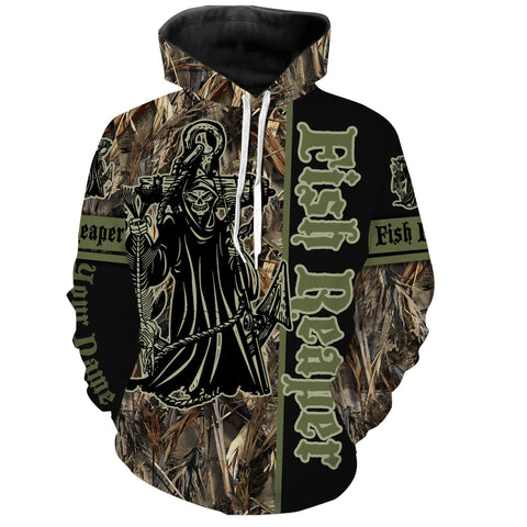 Max Corners Fish Reaper Fishing camouflage black fish on Customize name 3D Hoodie