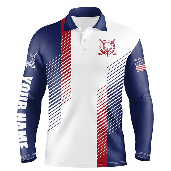 Max Corner Red, white and blue golf shirts custom name Mens golf polo shirts, mens patriotic golf polo