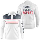 Max Corner Mens golf polo shirt custom swing swear repeat American flag white golf shirt