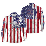 Max Corner American flag patriotic Mens golf polo shirt swing swear drink repeat custom golf skull clubs pattern