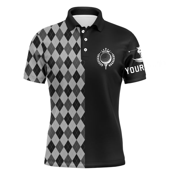 Maxcorners Golf Black Pattern Customized Name All Over Printed Unisex Shirt