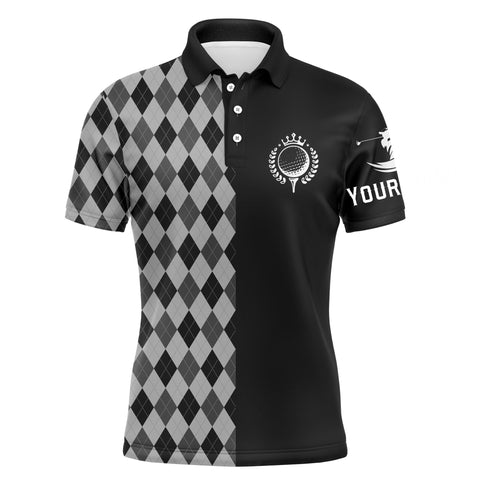 Maxcorners Golf Black Pattern Customized Name All Over Printed Unisex Shirt