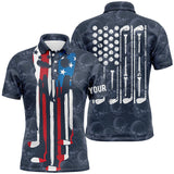 Max Corner Mens golf polo shirt custom name American flag golf skull clubs pattern mens golf attire