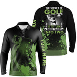 Max Corner Green and black funny Mens golf polo shirt custom the secret of golf is to turn three shots into twos