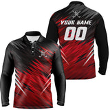 Max Corner Mens golf polos shirts custom black and red lightning team golf shirts, personalized golf gifts