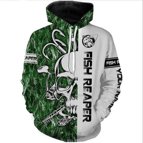 Max Corners Fish reaper fishing green camo Custom Name 3D Hoodie