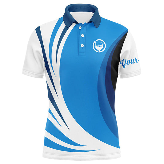 Max Corner Mens polo golf shirts custom name blue and white golf shirt