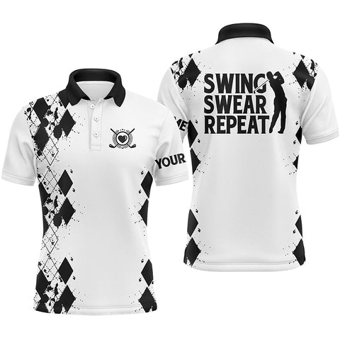 Maxcorners Golf Swing Swear Repeat Customized Name All Over Printed Unisex Shirt