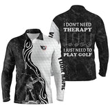 Max Corner Funny Black & white Mens golf polos shirts custom name I don't need therapy