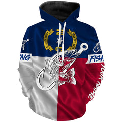 Max Corners Trout fishing NC North Carolina flag patriotic Custom name fishing 3D Hoodie
