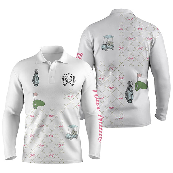 Max Corner White Mens golf polos shirts custom golf clubs pattern golf shirt