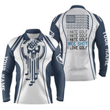 Max Corner Men golf polo shirts blue golf skull I hate golf nice shot I love golf custom white golf polo shirts