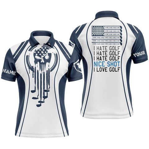 Maxcorners Golf Blue Skull I Hate Golf Nice Shot Customized Name All Over Printed Unisex Shirt