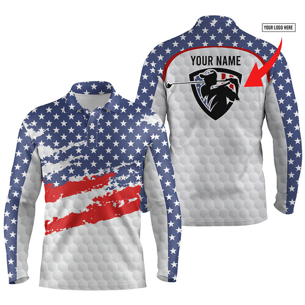 Max Corner American flag men golf polo shirts custom name and logo, personalized team golf Polo shirt