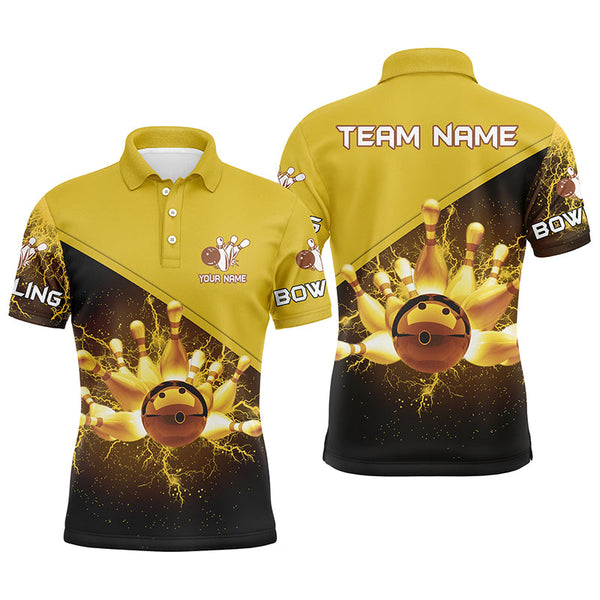 Max Corner Gold lightning thunder Bowling Team Jersey Custom Name And Team Shirt