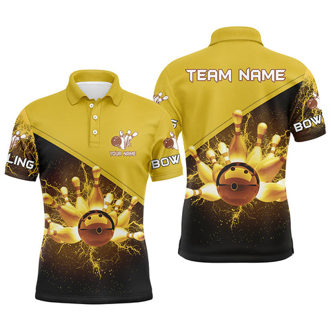 Max Corner Gold lightning thunder Bowling Team Jersey Custom Name And Team Shirt