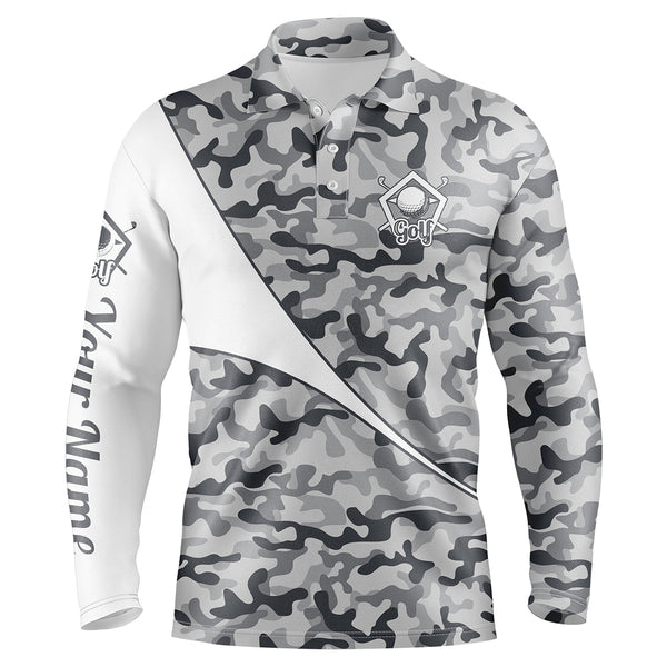 Max Corner Personalized gray camo golf shirt custom name Men golf polo shirts, gifts for golf lovers