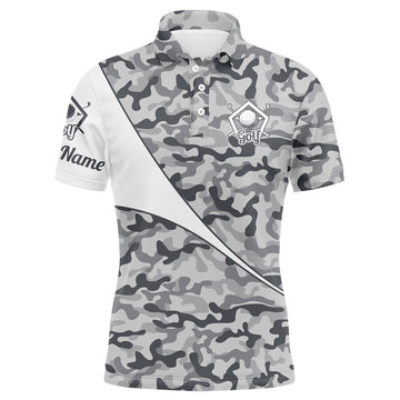 Max Corner Personalized gray camo golf shirt custom name Men golf polo shirts, gifts for golf lovers