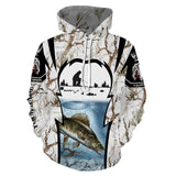 Max Corners Ice fishing walleye winter camo fishing shirts Customize name 3D Hoodie