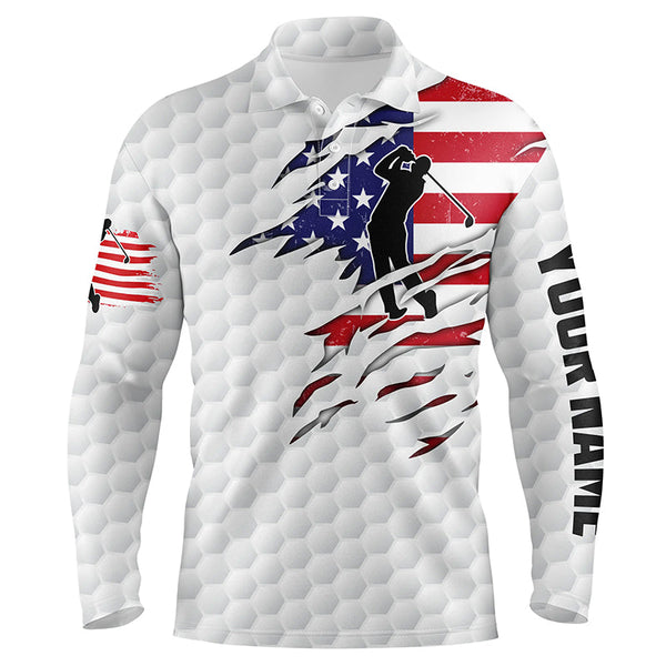 Max Corner Mens golf polo shirt American flag patriot custom name white golf balls shirts