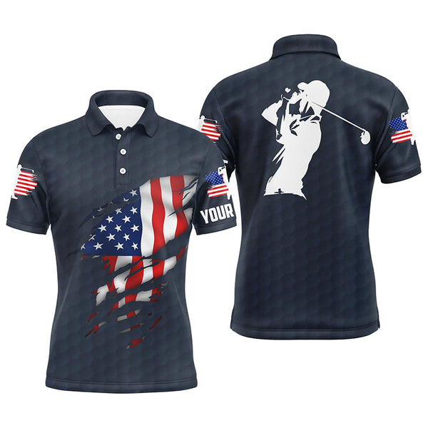 Max Corner Mens golf polo shirts American flag patriotic golf shirts custom polo golf tops for men