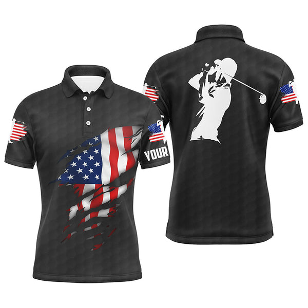 Max Corner Cool Mens golf polo shirts American flag patriotic golf shirts custom polo golf tops for men