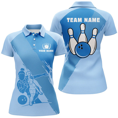 Maxcorners Cyan Bowling Lpayer Classic Personalized All Over Printed Shirt For Women