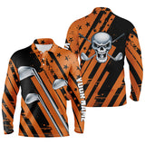 Max Corner Halloween golf skull orange and black golf clubs Mens golf polo shirt custom team golf shirts