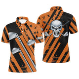 Max Corner Halloween golf skull orange and black golf clubs Mens golf polo shirt custom team golf shirts