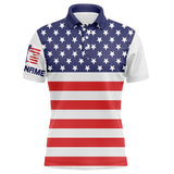 Max Corner Mens golf polo shirt American flag patriotic custom name white mens golf shirt, golfing gifts
