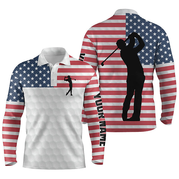 Max Corner Mens golf polo shirts American flag custom white golf ball skin patriot golf gifts for men